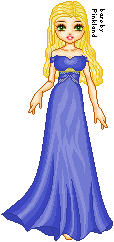 Blonde girl in blue gown